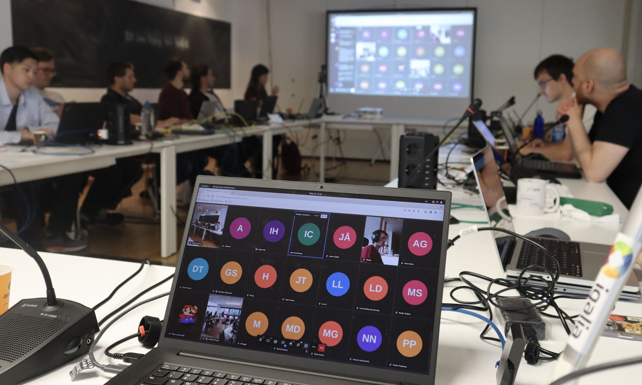 Igalia team members collaborating at the Web Engines Hackfest, an annual event organized by Igalia in A Coruna, Spain. Photo credit: Igalia